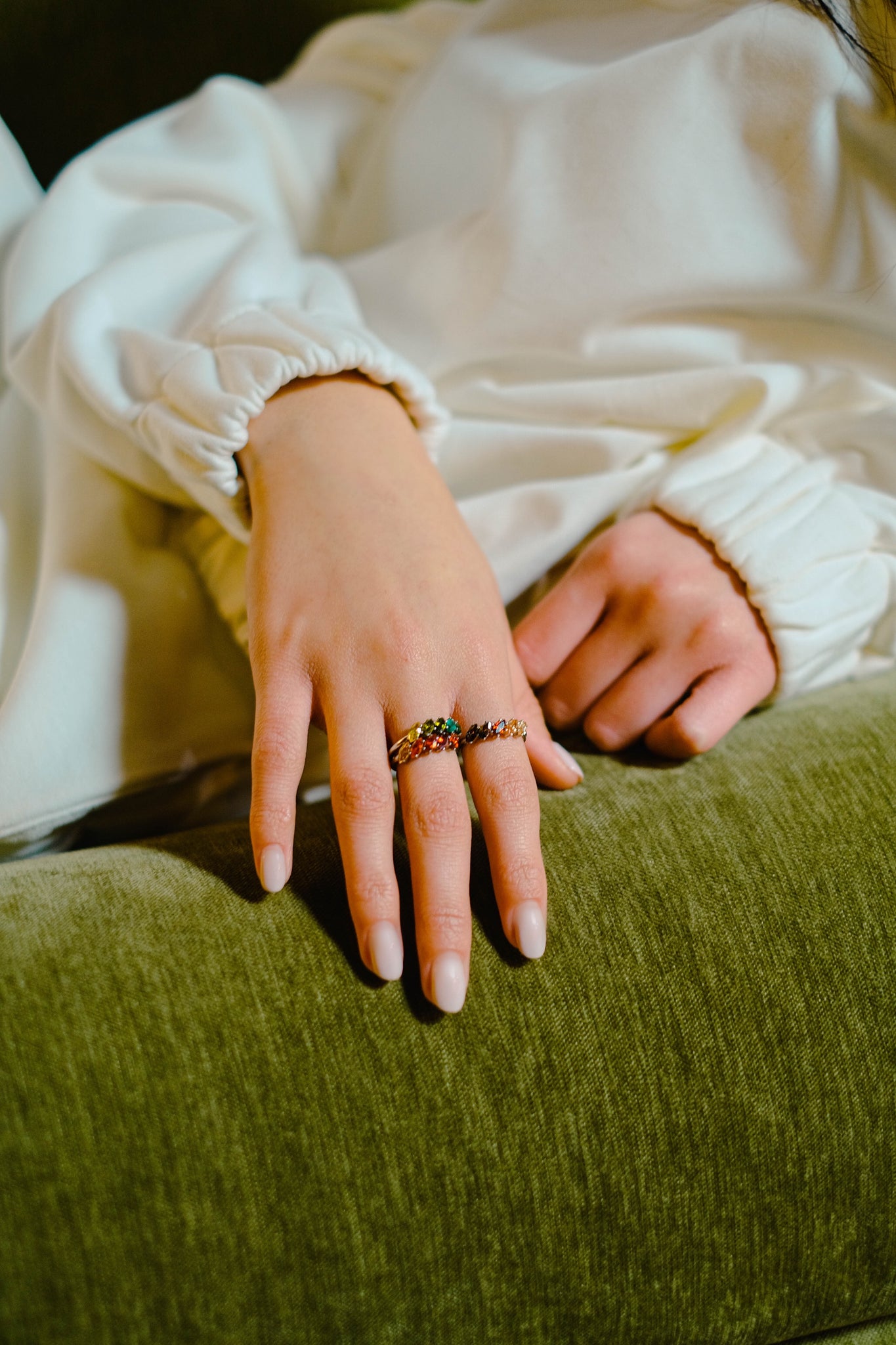 Marquis ombre ring in green