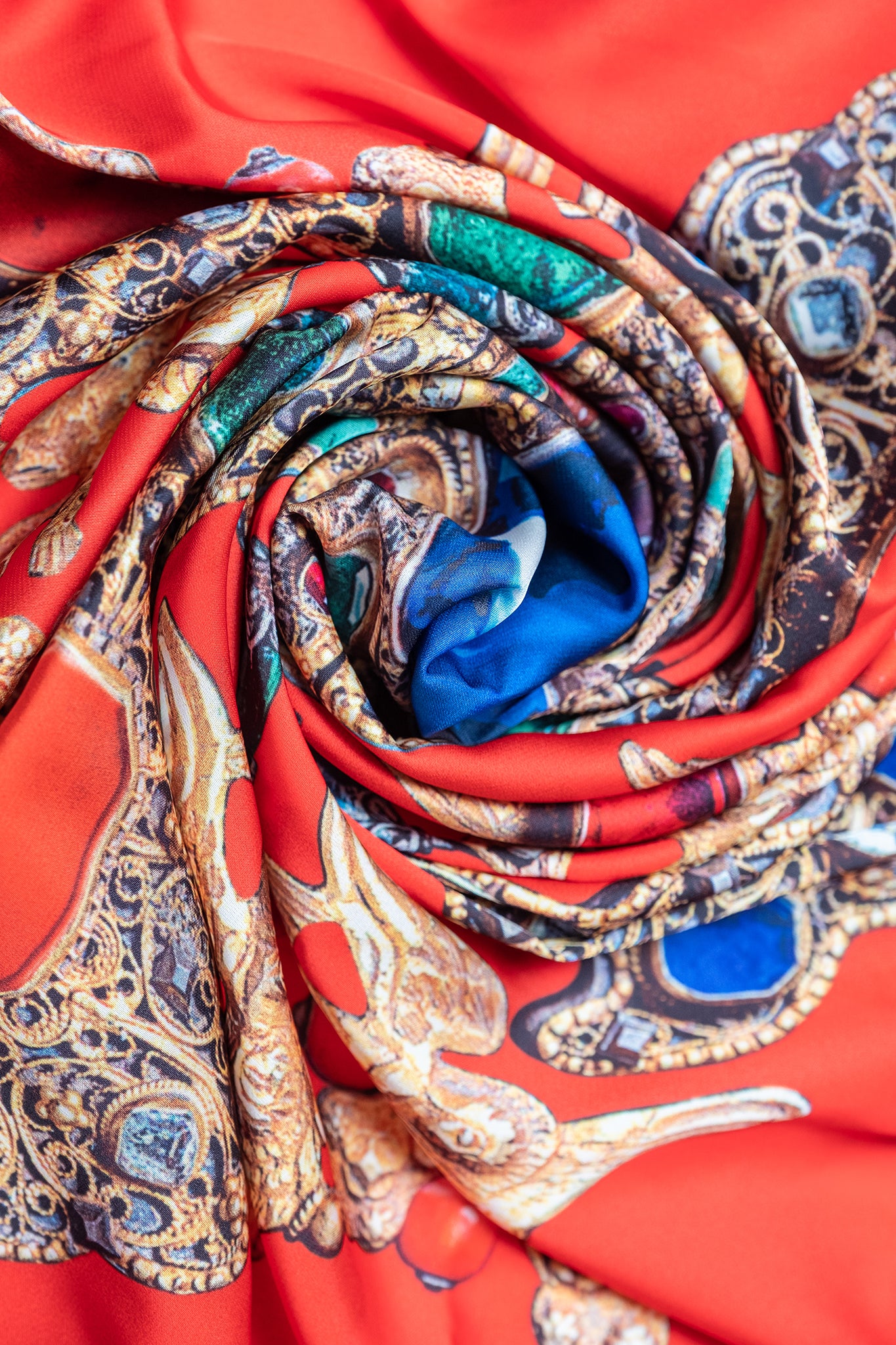 Silk scarf in graphic Cross Reliquary print