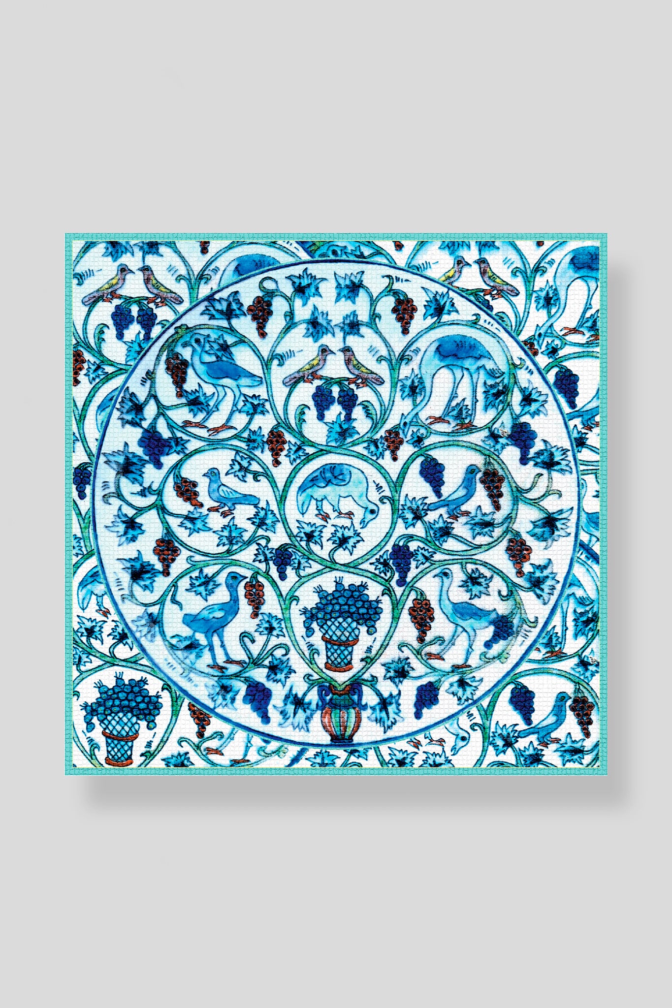 Silk scarf in Tray blue and white print