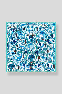 Silk scarf in Tray blue and white print