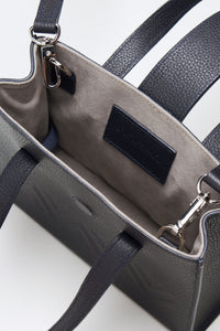 Mini leather crossover tote in dark navy