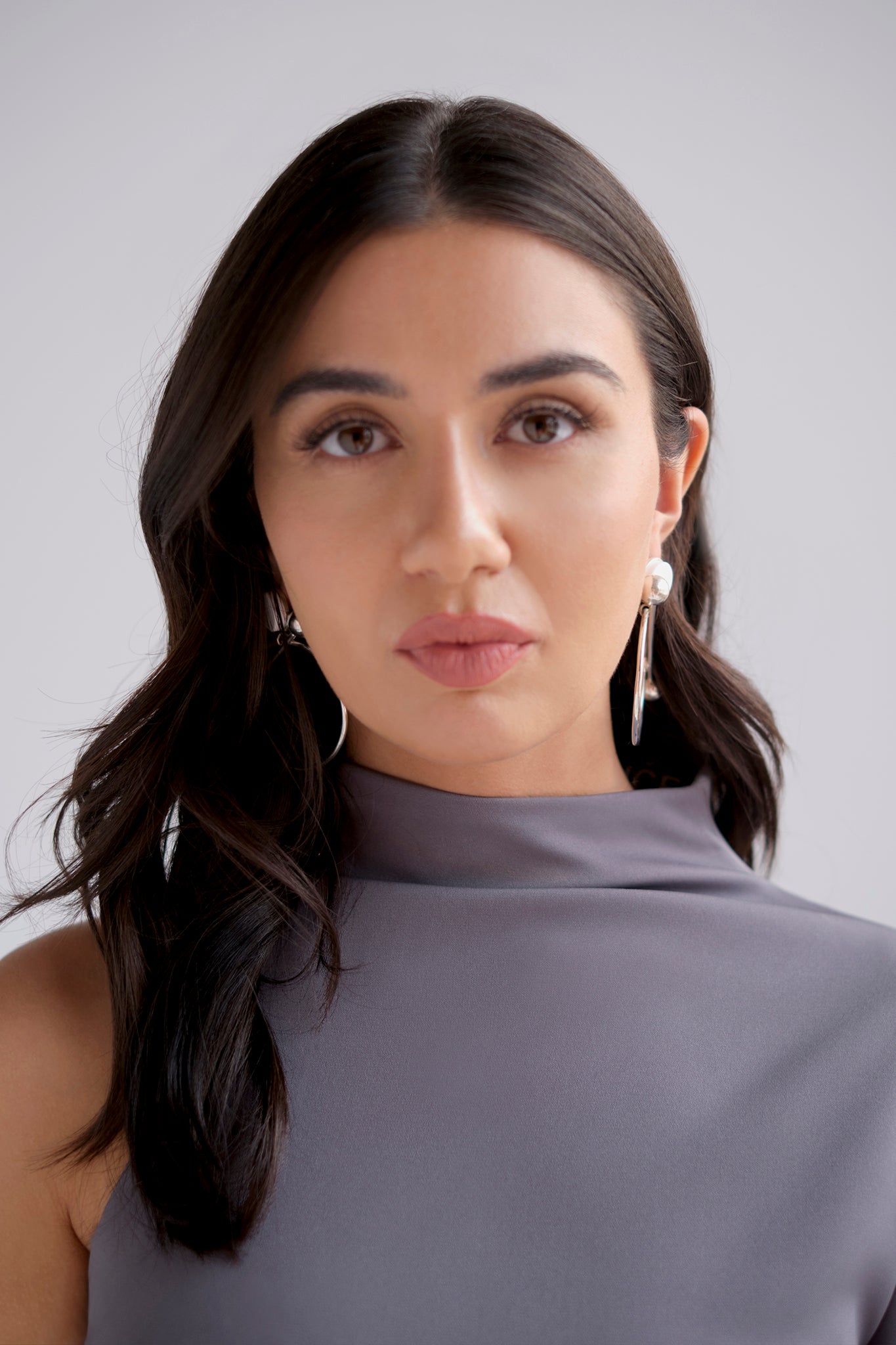 Swing hoop earrings with white opal