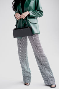 High waist wide leg pants in black and white