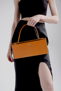 Silk skirt with front slit in black