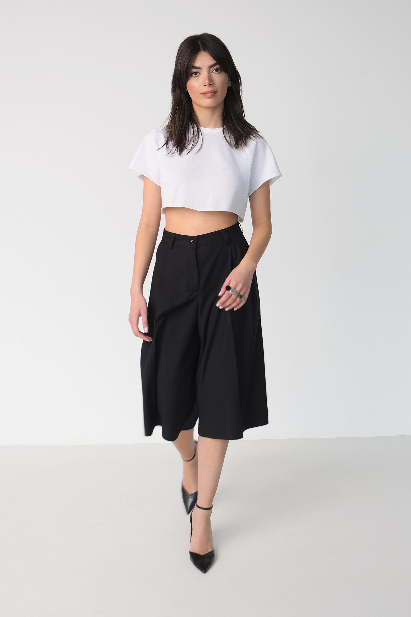 High waist culottes in black