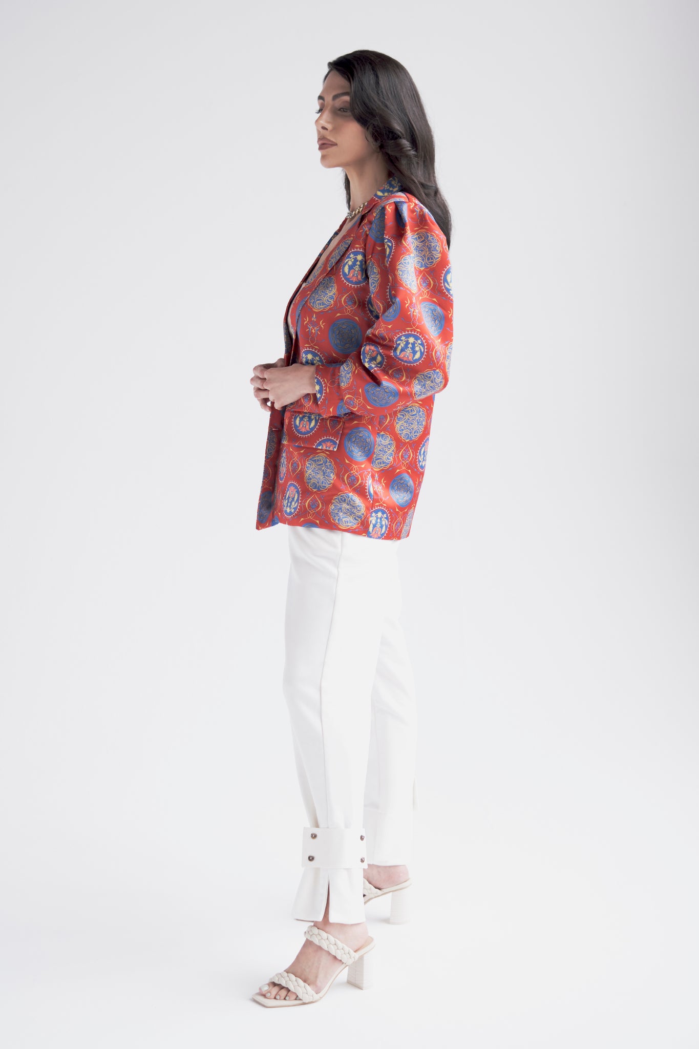 Relaxed cotton track pants with detachable tab cuffs in white
