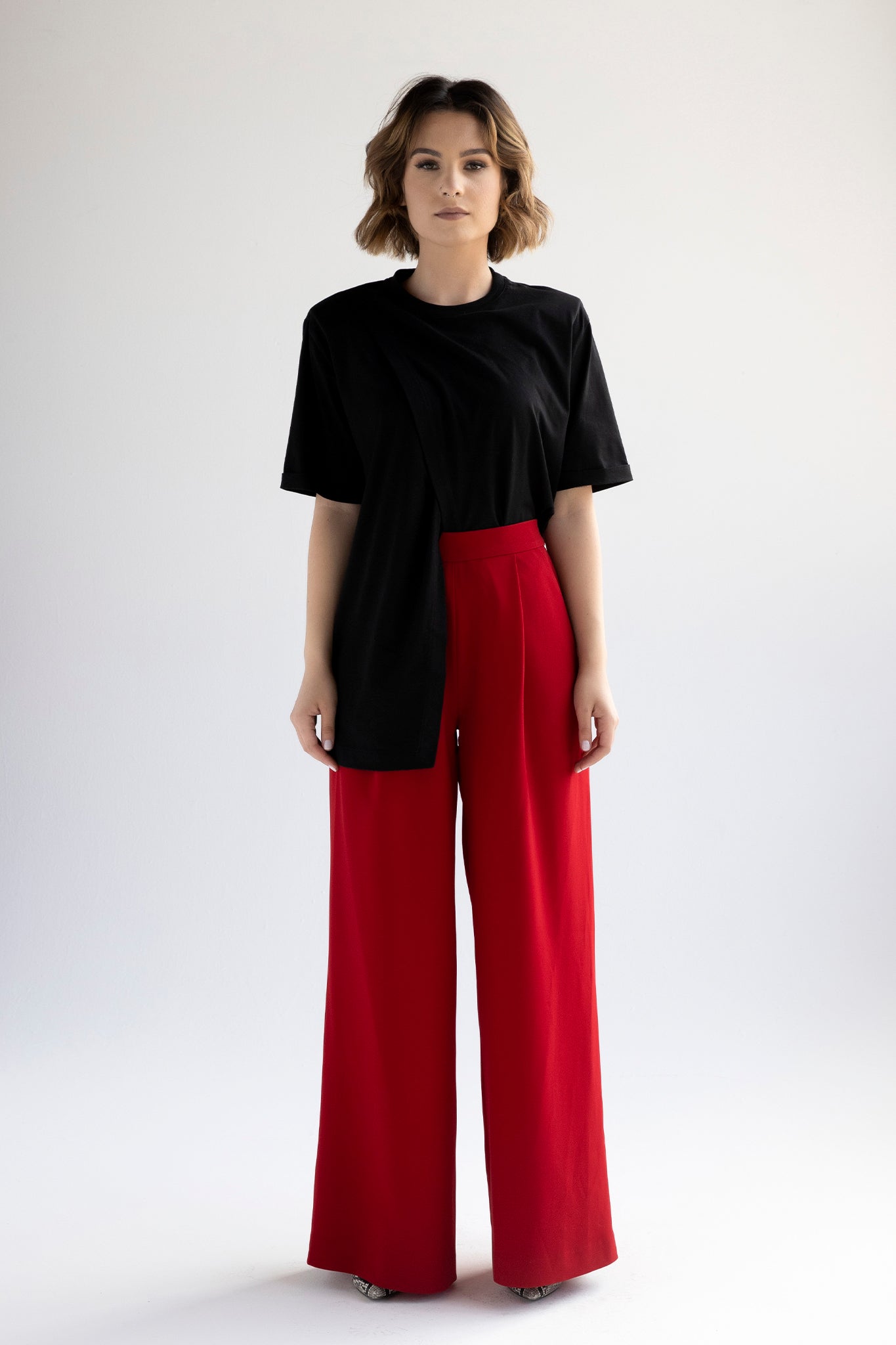 Ararat shirt with padded shoulders in black